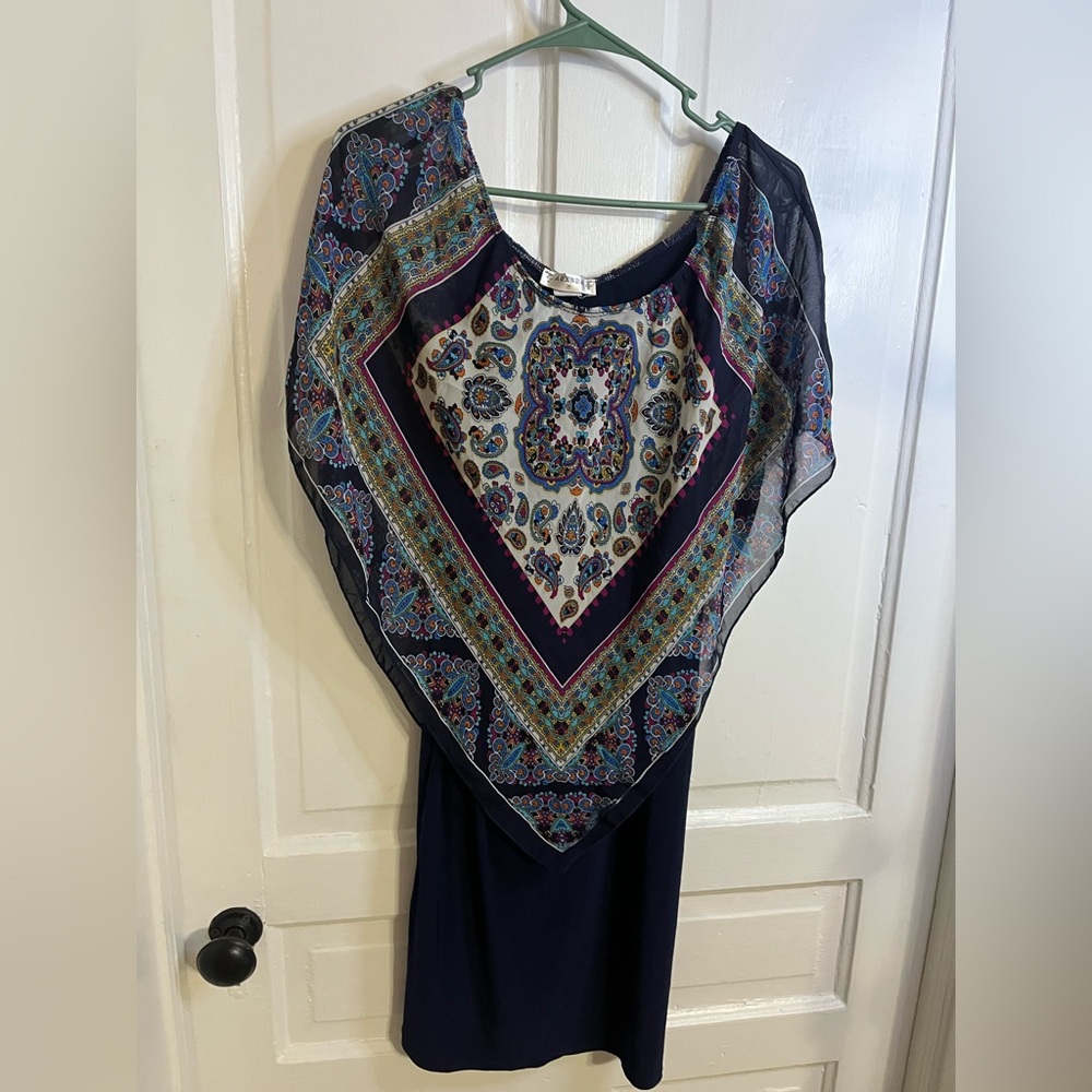 Agenda Navy and Multicolor Paisley Top